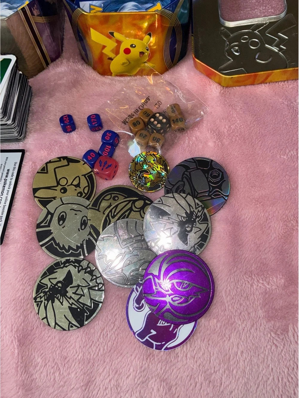 Pokémon Bulk Card Lot + Pikachu & Yveltal Collector Tins & Extras